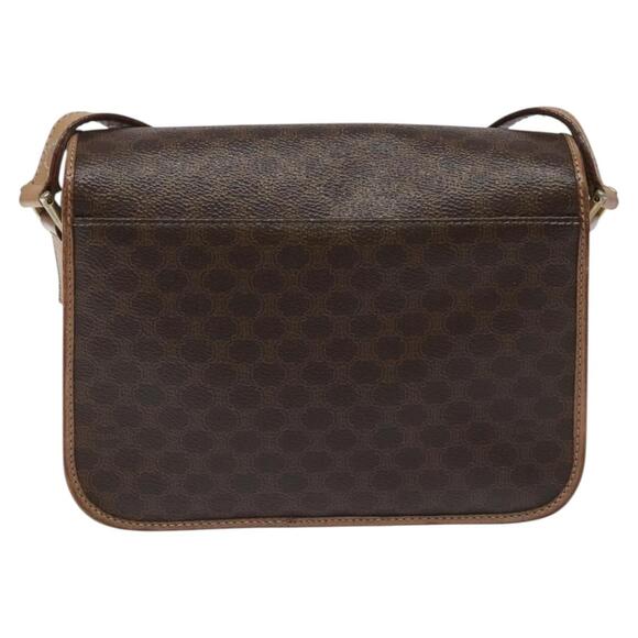 CELINE Macadam Canvas Circle Shoulder Bag Pvc Leather Brown Gold - Picture 3 of 12